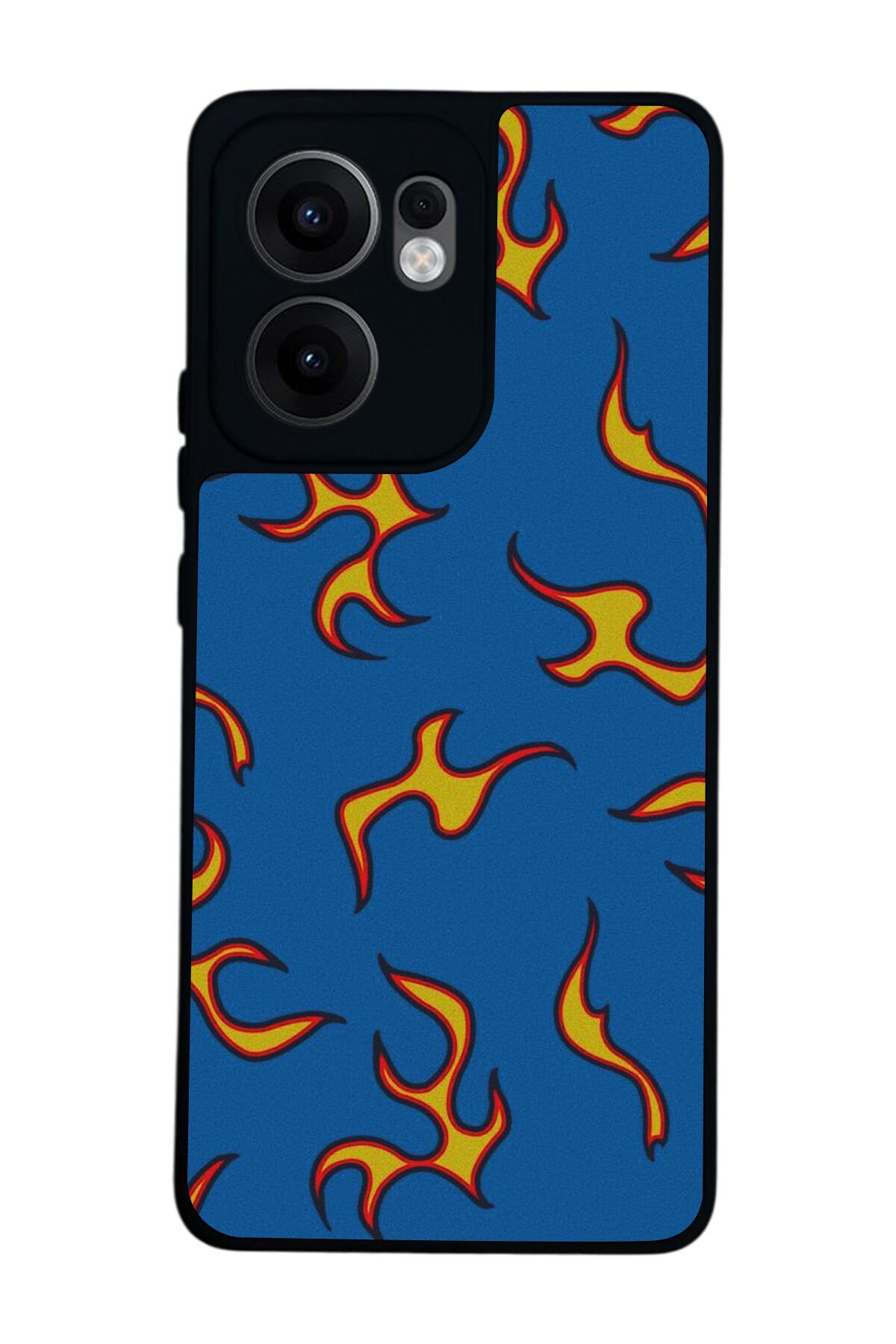Oppo Reno 13F Uyumlu Retro Flame Patterns Tasarımlı Glossy Premium Kılıf