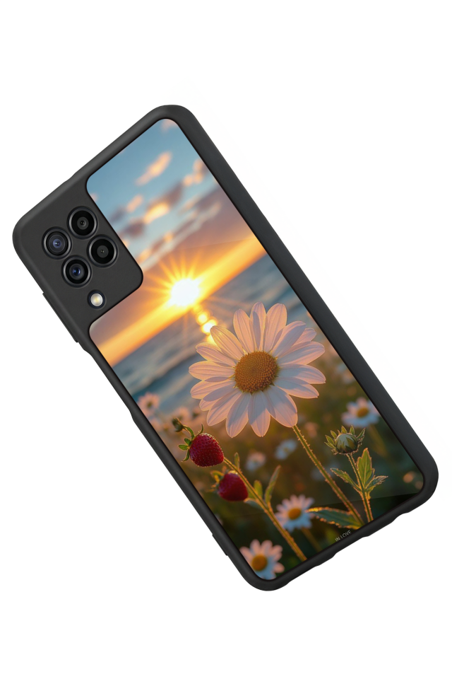 Samsung Galaxy M22 Uyumlu Cicek Tasarımlı Glossy Premium Kılıf