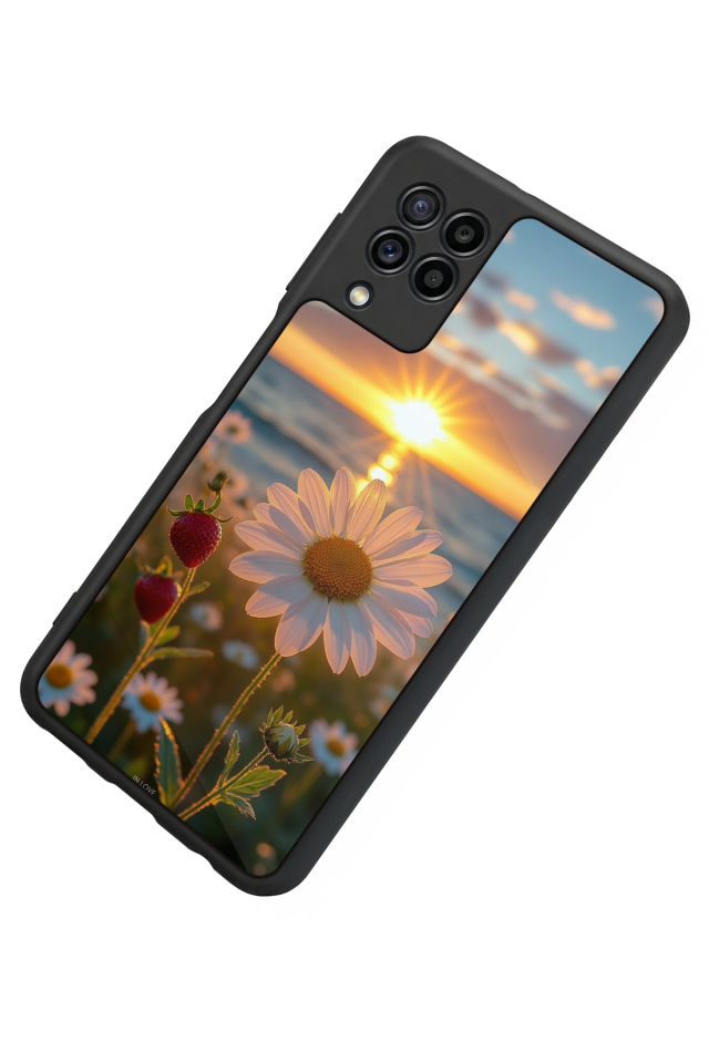 Samsung Galaxy M22 Uyumlu Cicek Tasarımlı Glossy Premium Kılıf