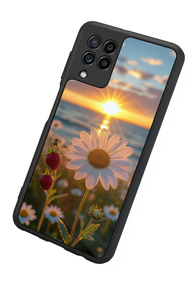 Samsung Galaxy M22 Uyumlu Cicek Tasarımlı Glossy Premium Kılıf
