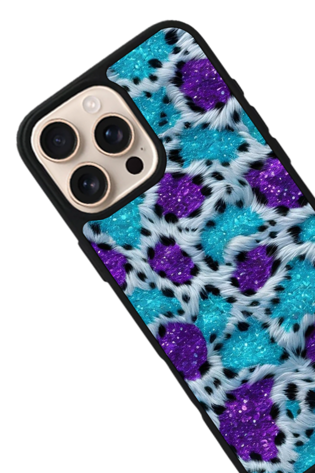 iPhone 15 Pro Uyumlu Hologram Leopar Tasarımlı Glossy Premium Kılıf