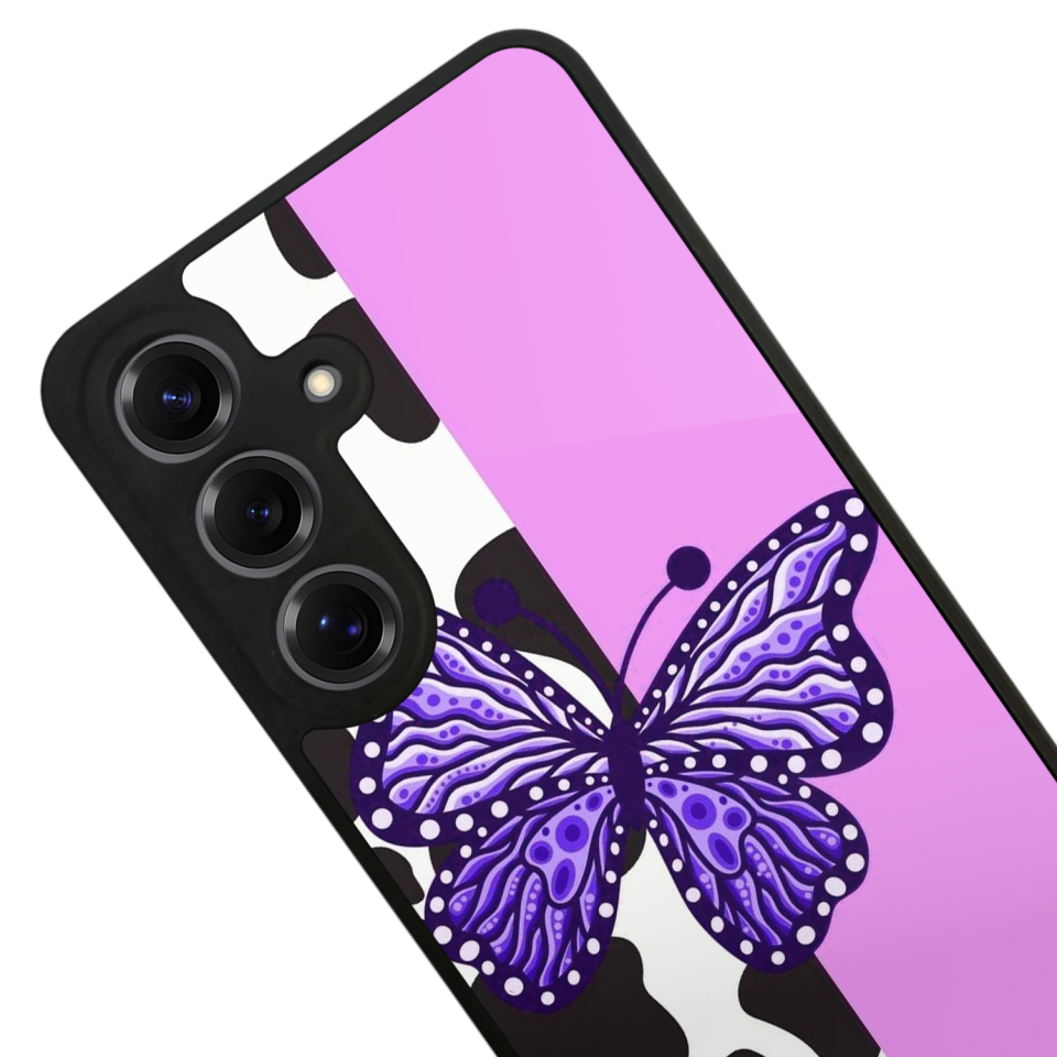 Samsung Galaxy S25 Uyumlu Kelebek Tasarımlı Glossy Premium Kılıf