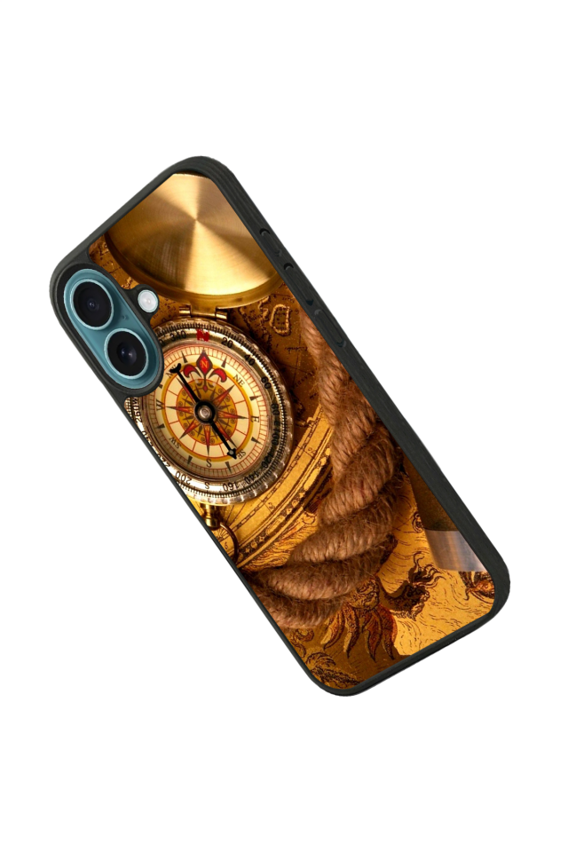iPhone 16 Uyumlu Pusula Tasarımlı Glossy Premium Kılıf