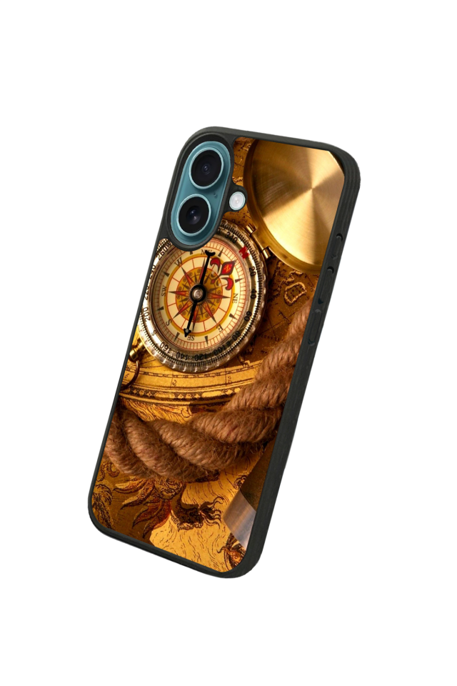 iPhone 16 Uyumlu Pusula Tasarımlı Glossy Premium Kılıf