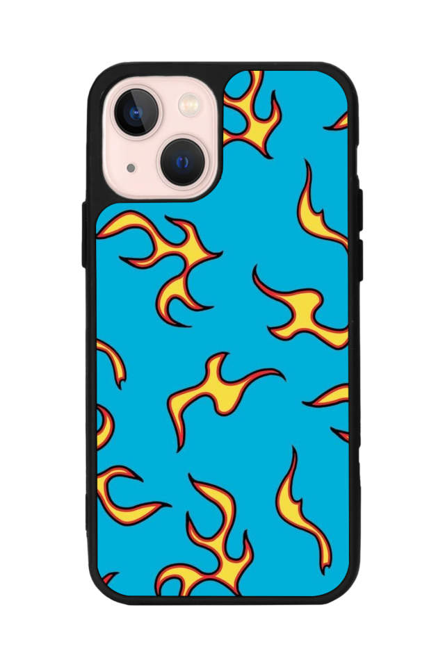 iPhone 15 Plus Uyumlu Retro Flame Patterns Tasarımlı Glossy Premium Kılıf