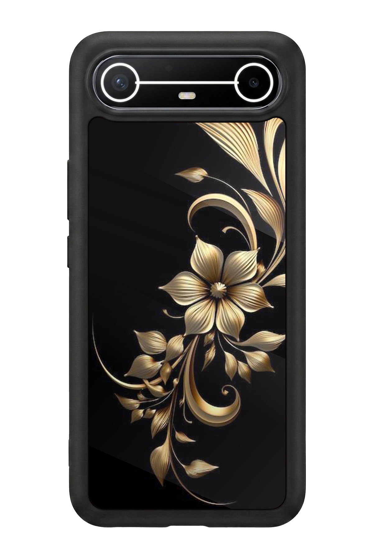 Tecno Spark Slim 5G Uyumlu Yaldizli Cicek Tasarımlı Glossy Premium Kılıf