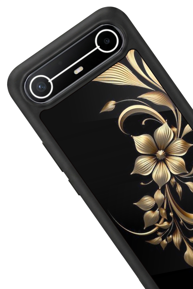Tecno Spark Slim 5G Uyumlu Yaldizli Cicek Tasarımlı Glossy Premium Kılıf
