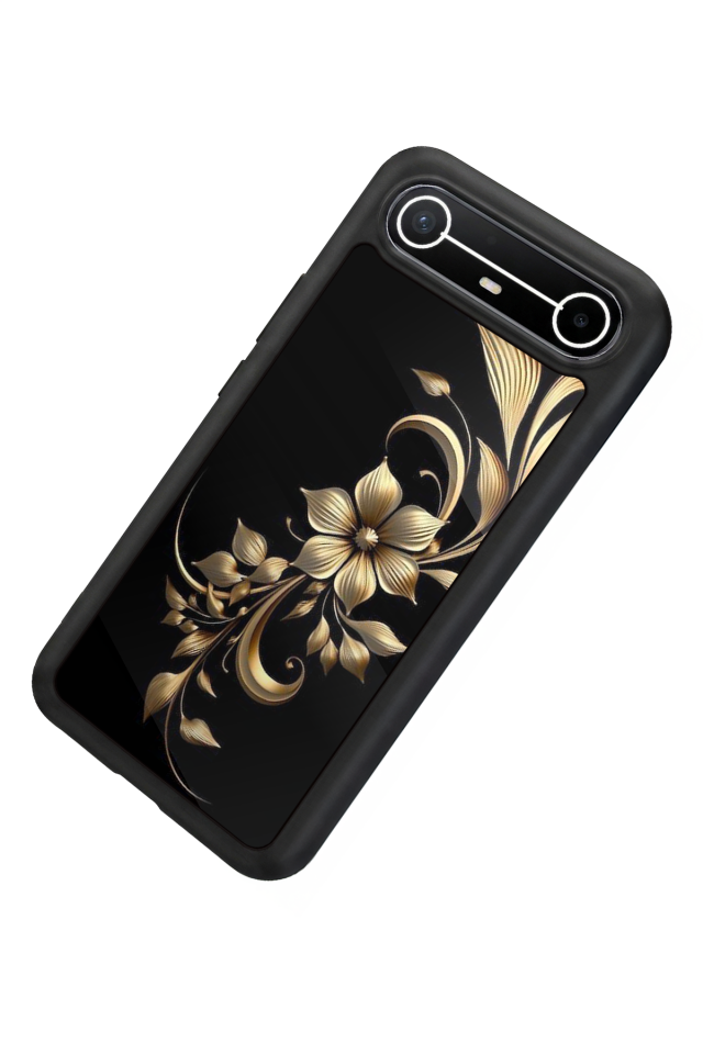 Tecno Spark Slim 5G Uyumlu Yaldizli Cicek Tasarımlı Glossy Premium Kılıf