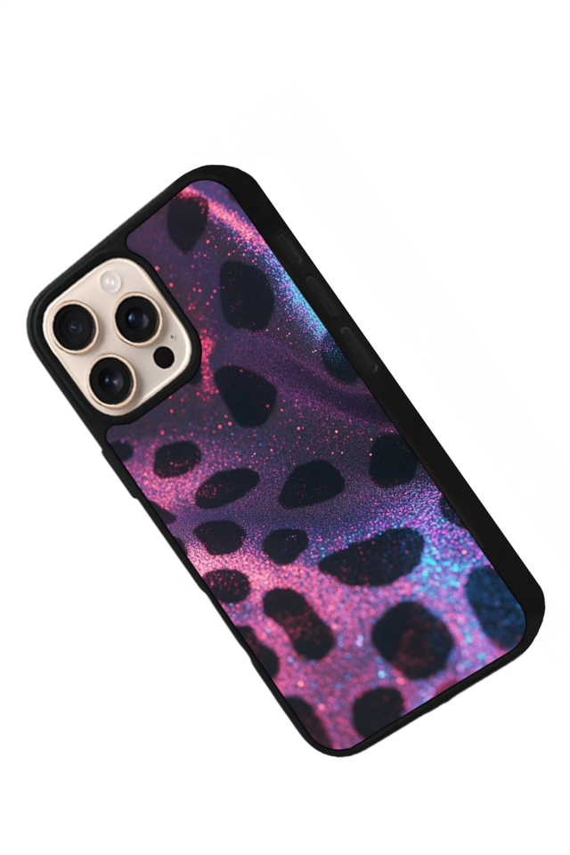 iPhone 15 Pro Uyumlu Hologram Leopar Tasarımlı Glossy Premium Kılıf