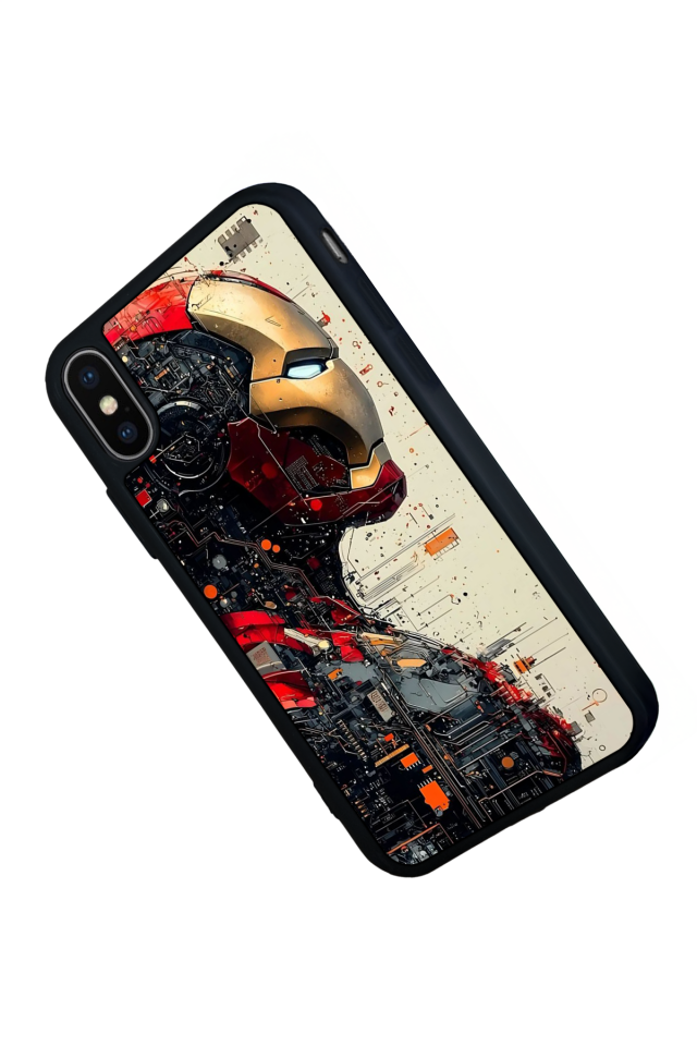iPhone X/ XS Uyumlu  Iron Man ( Demir Adam ) Tasarımlı Glossy Premium Kılıf