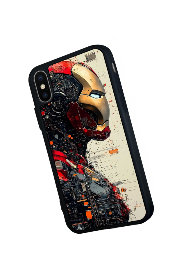 iPhone X/ XS Uyumlu  Iron Man ( Demir Adam ) Tasarımlı Glossy Premium Kılıf
