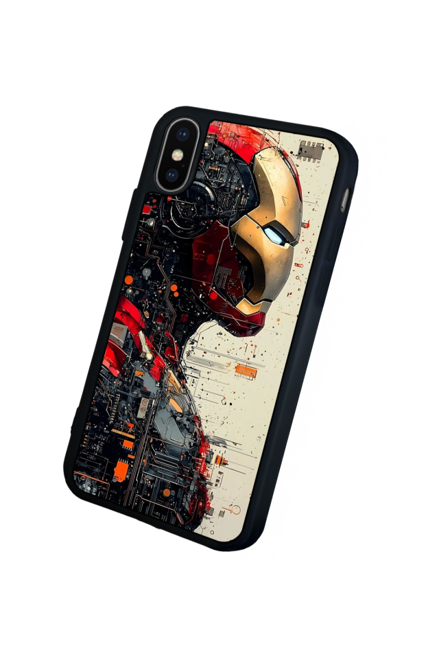 iPhone X/ XS Uyumlu  Iron Man ( Demir Adam ) Tasarımlı Glossy Premium Kılıf