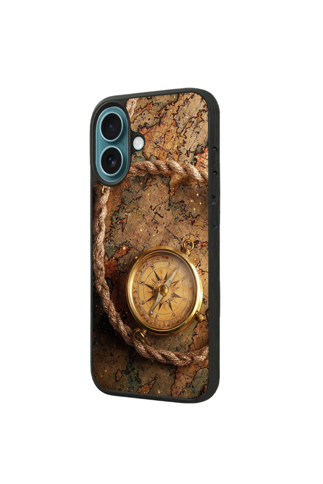iPhone 16 Uyumlu Pusula Tasarımlı Glossy Premium Kılıf