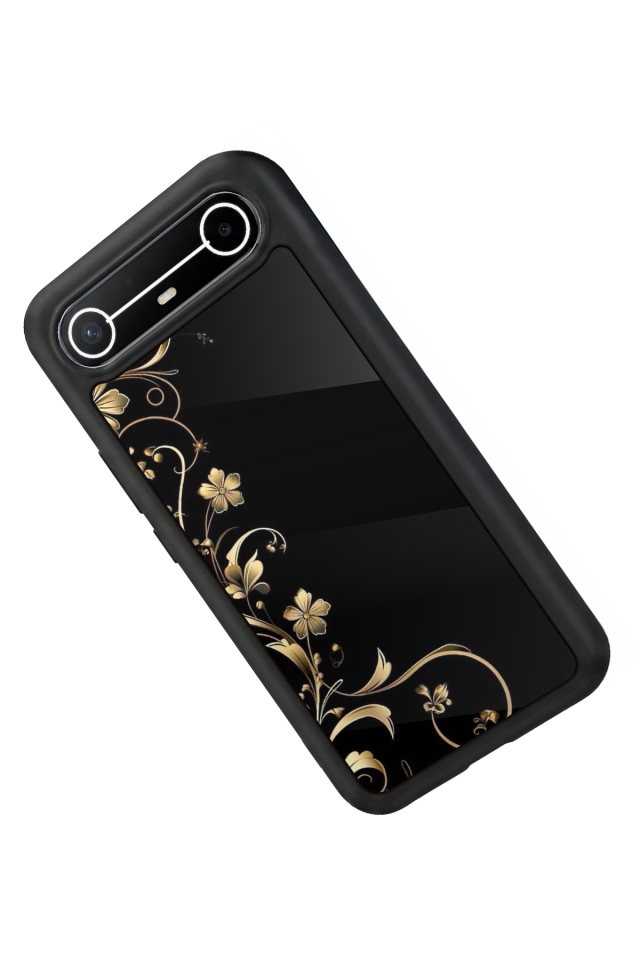 Tecno Spark Slim 5G Uyumlu Yaldizli Cicek Tasarımlı Glossy Premium Kılıf