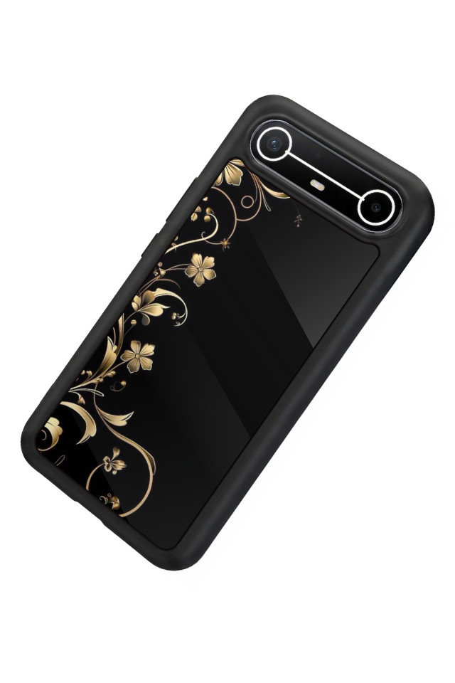 Tecno Spark Slim 5G Uyumlu Yaldizli Cicek Tasarımlı Glossy Premium Kılıf