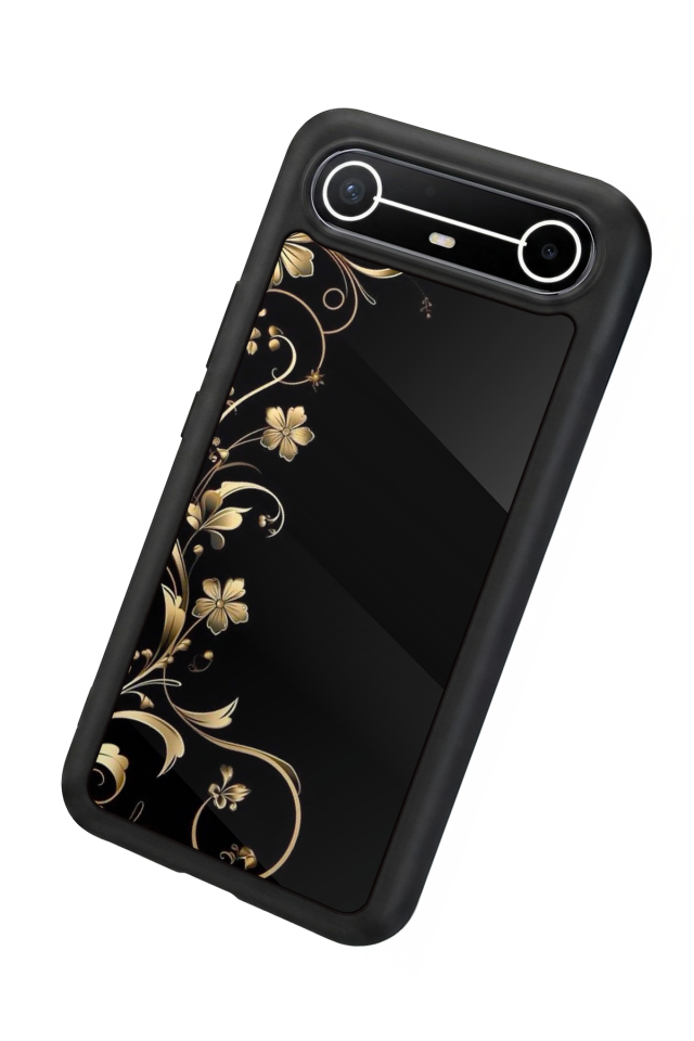 Tecno Spark Slim 5G Uyumlu Yaldizli Cicek Tasarımlı Glossy Premium Kılıf