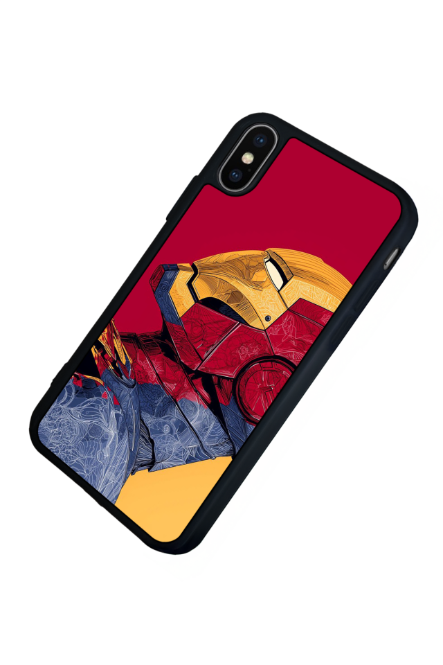 iPhone X/ XS Uyumlu  Iron Man ( Demir Adam ) Tasarımlı Glossy Premium Kılıf