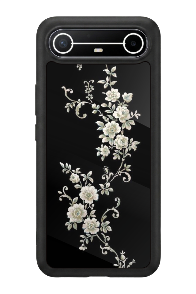 Tecno Spark Slim 5G Uyumlu Yaldizli Cicek Tasarımlı Glossy Premium Kılıf