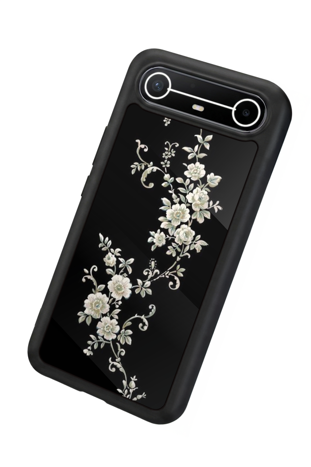 Tecno Spark Slim 5G Uyumlu Yaldizli Cicek Tasarımlı Glossy Premium Kılıf