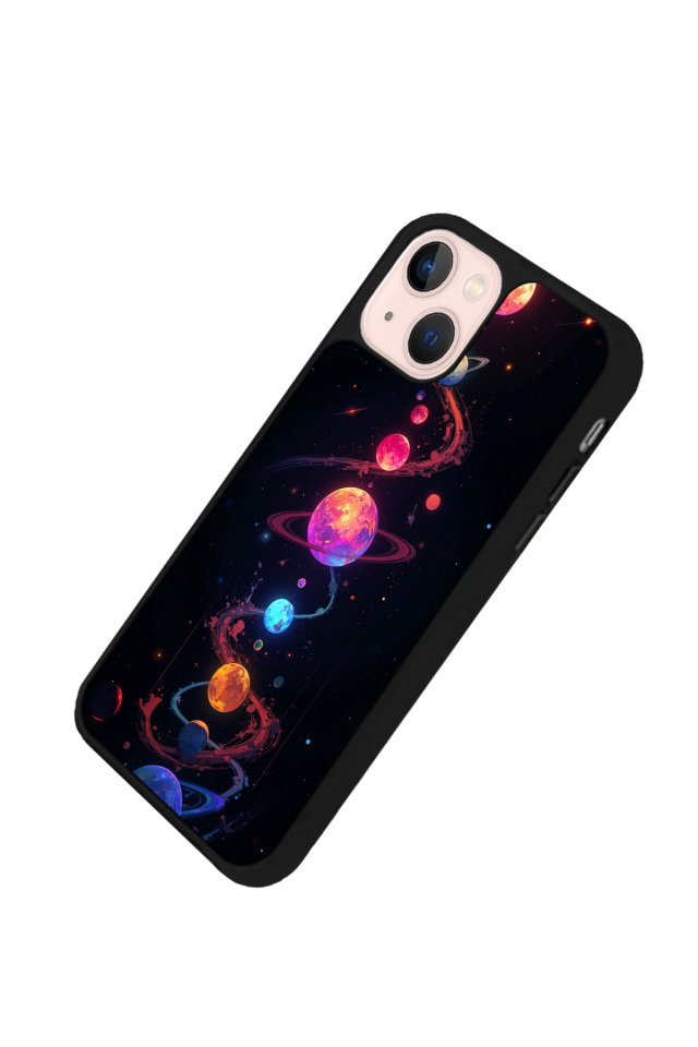 iPhone 13 Mini Uyumlu Uzay Tasarımlı Glossy Premium Kılıf