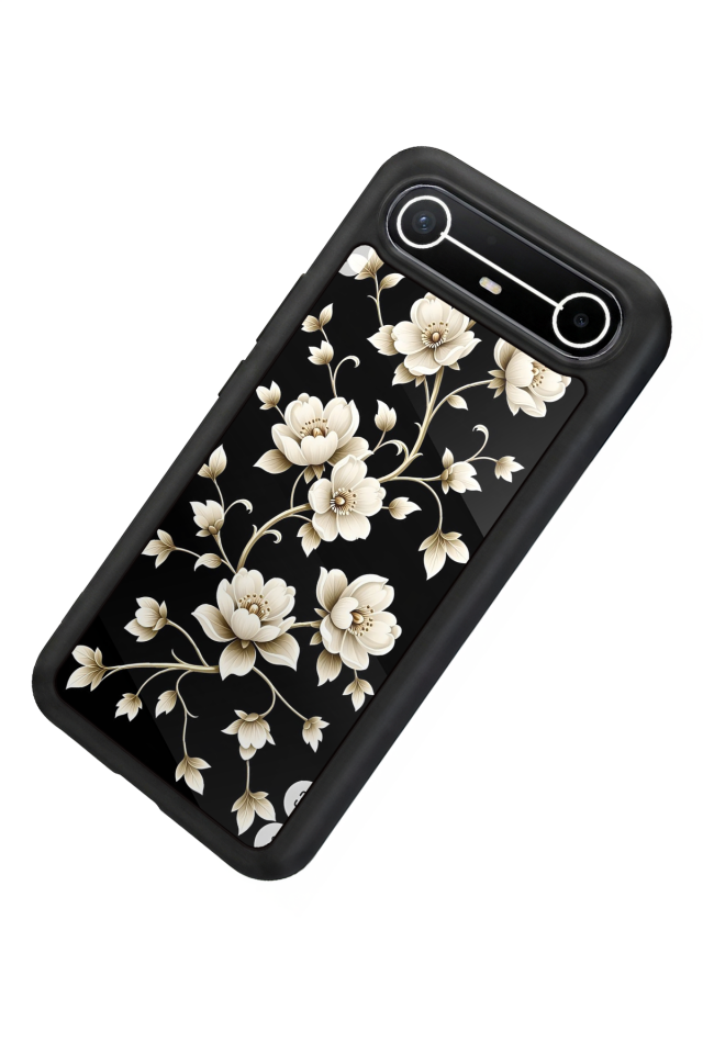 Tecno Spark Slim 5G Uyumlu Yaldizli Cicek Tasarımlı Glossy Premium Kılıf