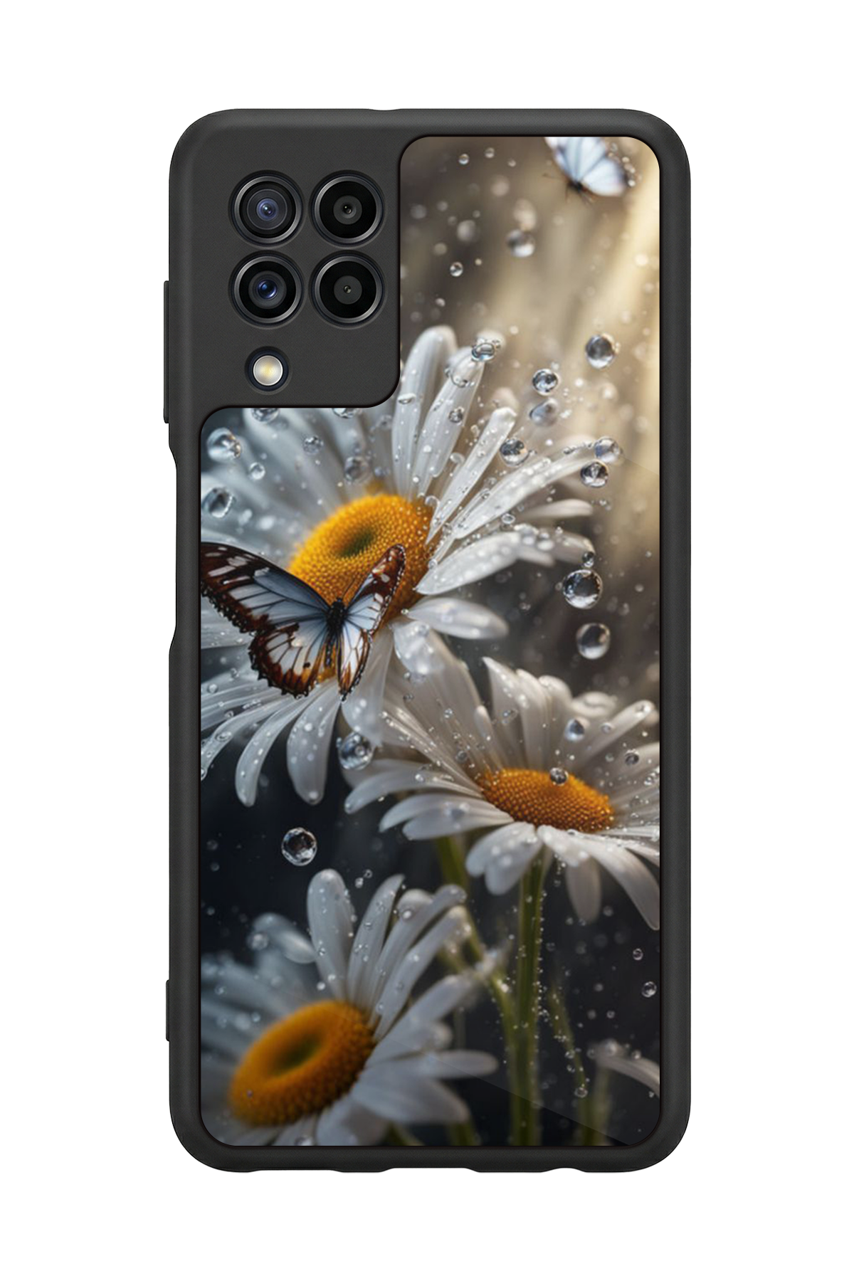 Samsung Galaxy M22 Uyumlu Cicek Tasarımlı Glossy Premium Kılıf