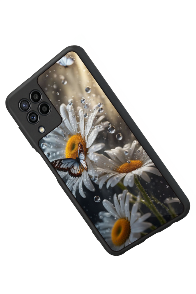 Samsung Galaxy M22 Uyumlu Cicek Tasarımlı Glossy Premium Kılıf