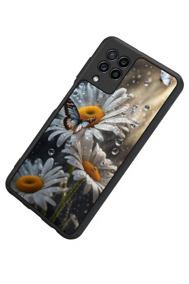 Samsung Galaxy M22 Uyumlu Cicek Tasarımlı Glossy Premium Kılıf
