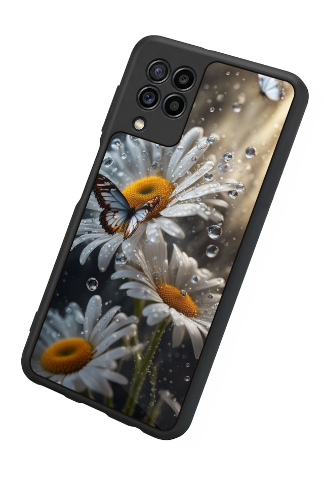 Samsung Galaxy M22 Uyumlu Cicek Tasarımlı Glossy Premium Kılıf