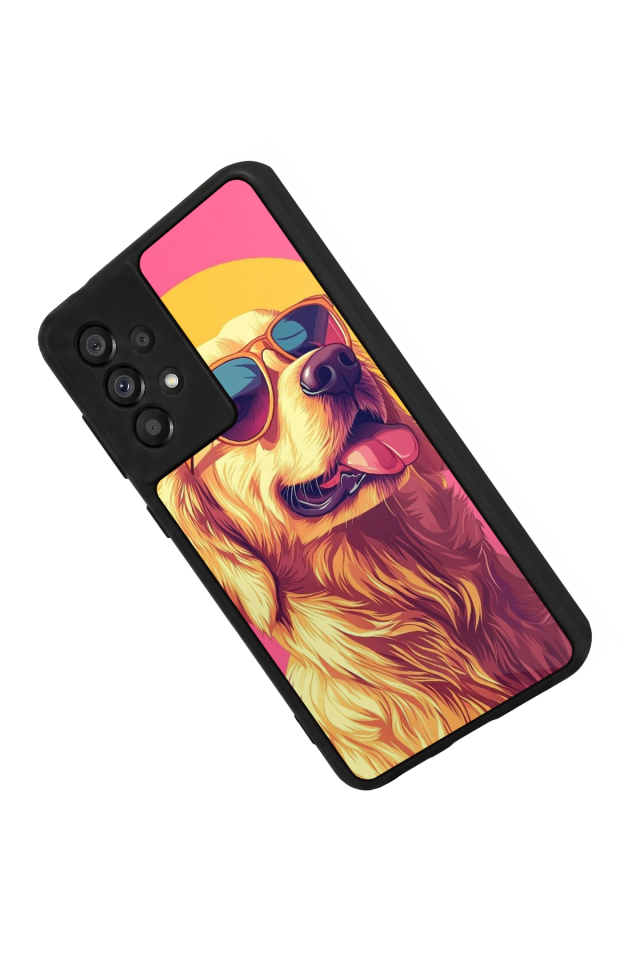 Samsung Galaxy A73 Uyumlu Golden Kopek Tasarımlı Glossy Premium Kılıf
