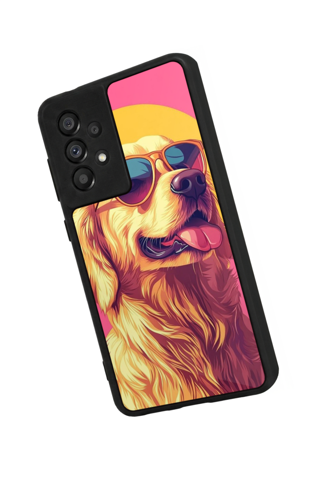 Samsung Galaxy A73 Uyumlu Golden Kopek Tasarımlı Glossy Premium Kılıf
