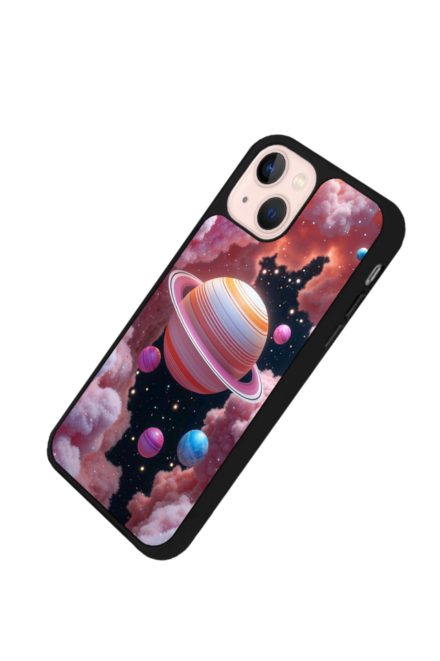 iPhone 13 Mini Uyumlu Uzay Tasarımlı Glossy Premium Kılıf