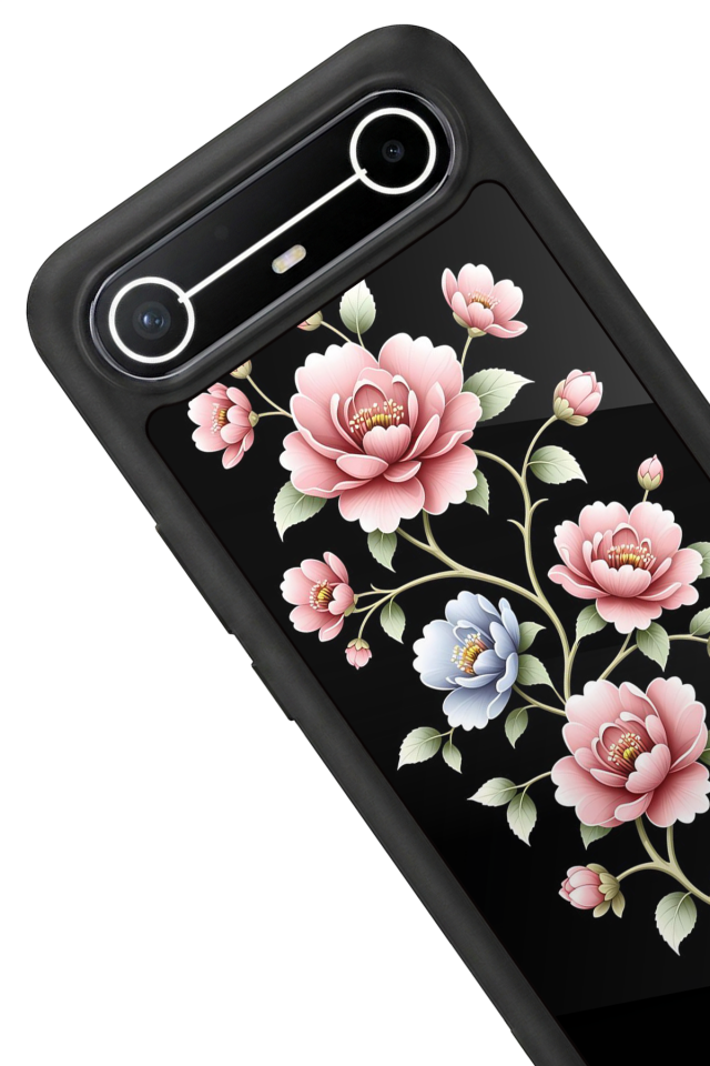 Tecno Spark Slim 5G Uyumlu Yaldizli Cicek Tasarımlı Glossy Premium Kılıf