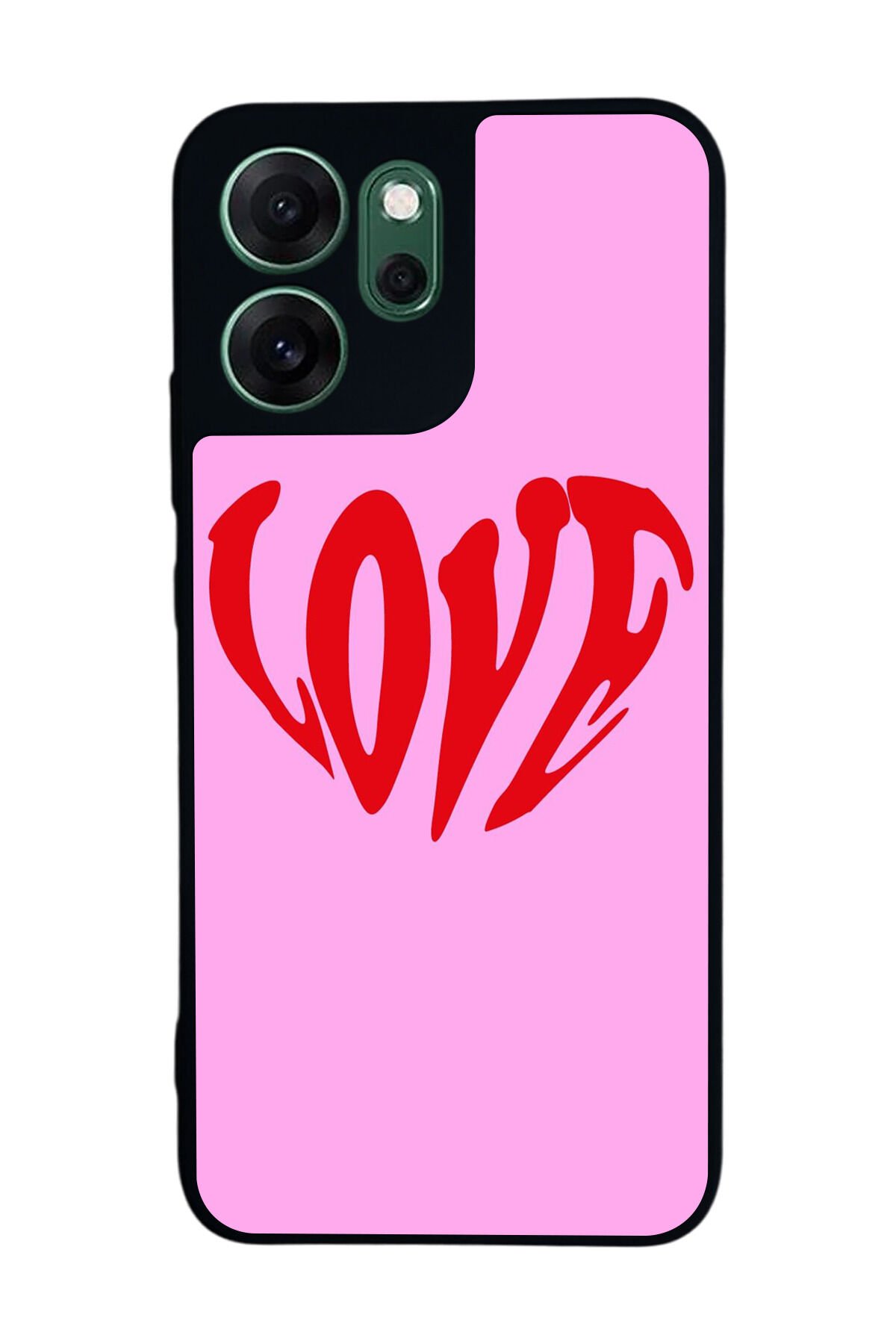 Oppo Reno 14F Uyumlu Kalp Love Tasarımlı Glossy Premium Kılıf
