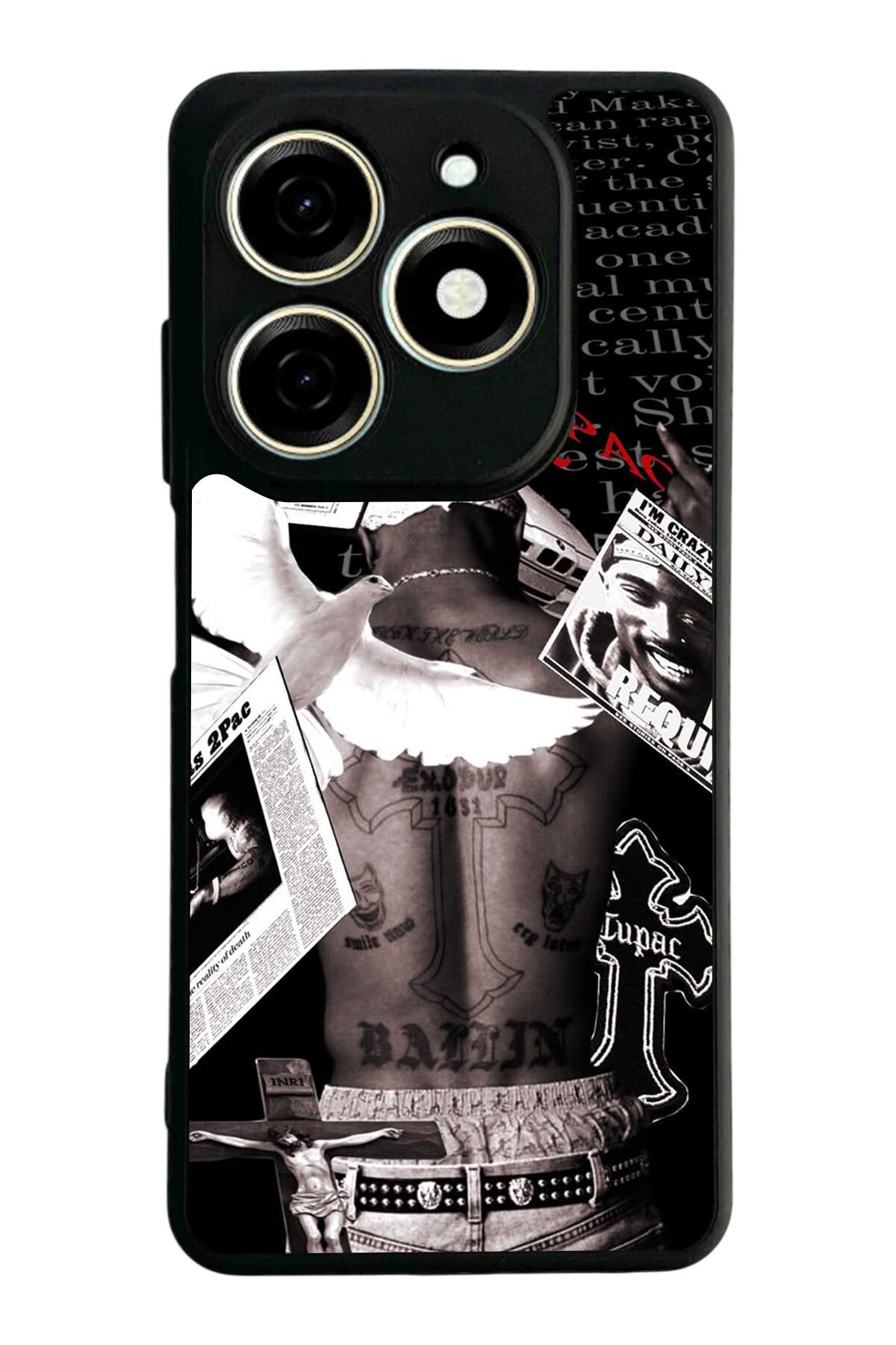 Tecno Spark 20/20C Uyumlu Tupac Tasarımlı Glossy Premium Kılıf
