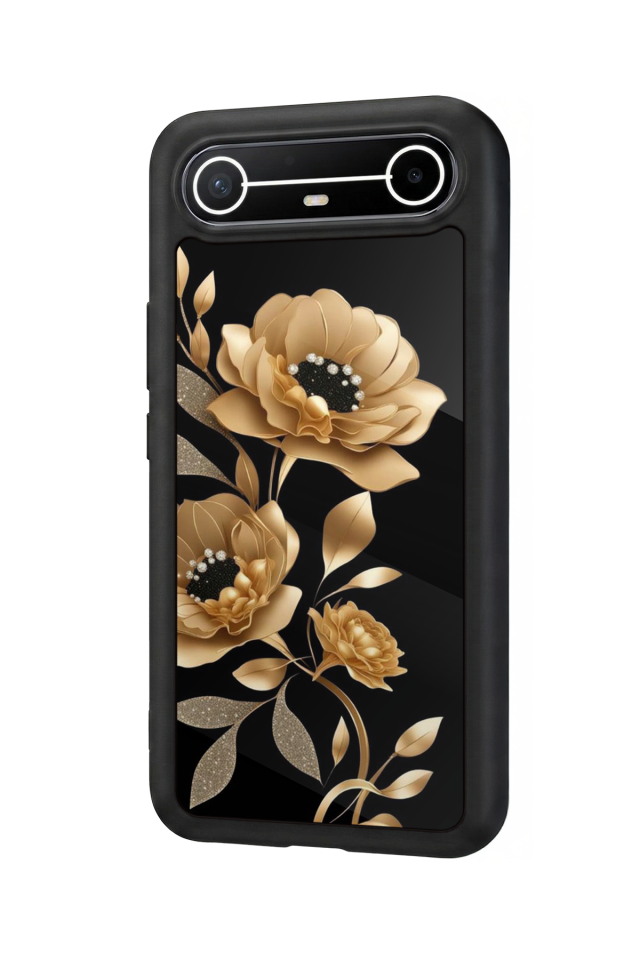 Tecno Spark Slim 5G Uyumlu Yaldizli Cicek Tasarımlı Glossy Premium Kılıf