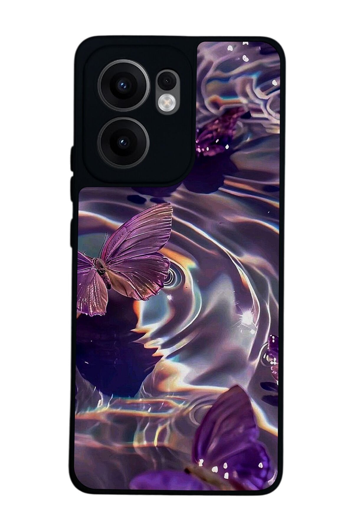 Oppo Reno 13F Uyumlu Kelebek Tasarımlı Glossy Premium Kılıf