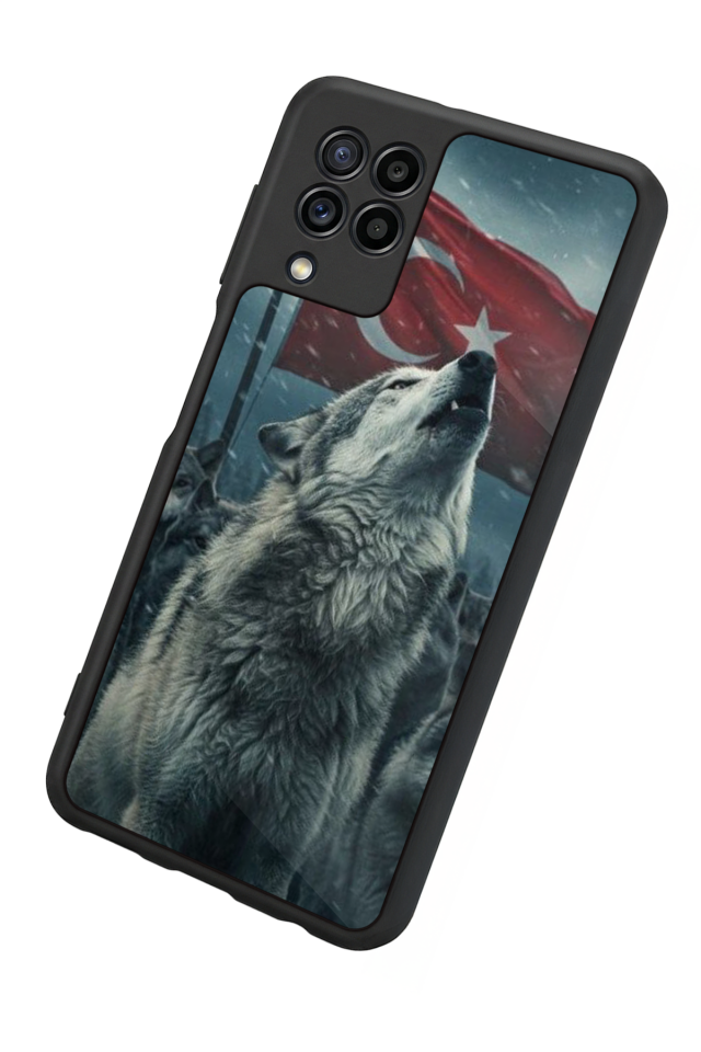 Samsung Galaxy M32 Uyumlu Bozkurt Tasarımlı Glossy Premium Kılıf