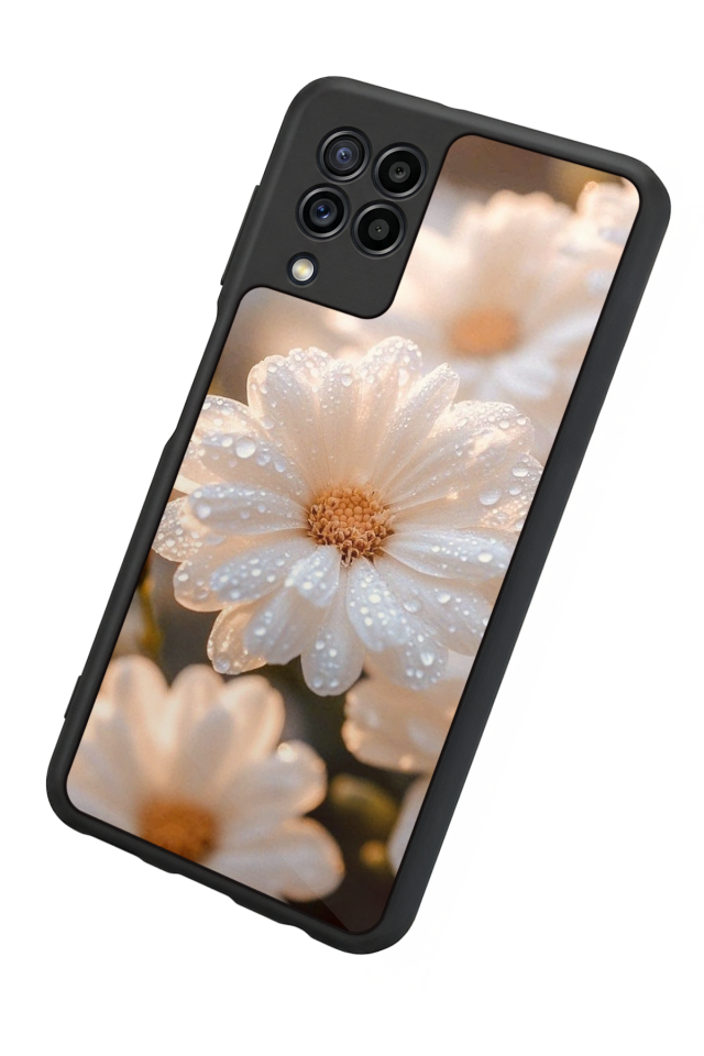 Samsung Galaxy M22 Uyumlu Cicek Tasarımlı Glossy Premium Kılıf