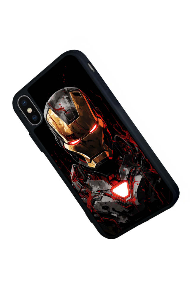 iPhone X/ XS Uyumlu  Iron Man ( Demir Adam ) Tasarımlı Glossy Premium Kılıf