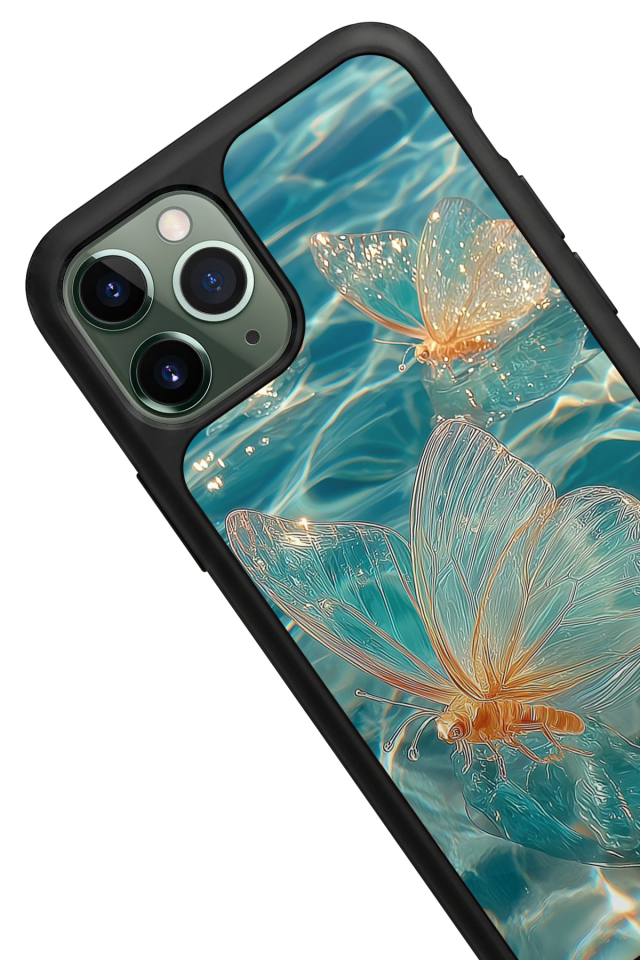 iPhone 11 Pro Max Uyumlu Kelebek Tasarımlı Glossy Premium Kılıf