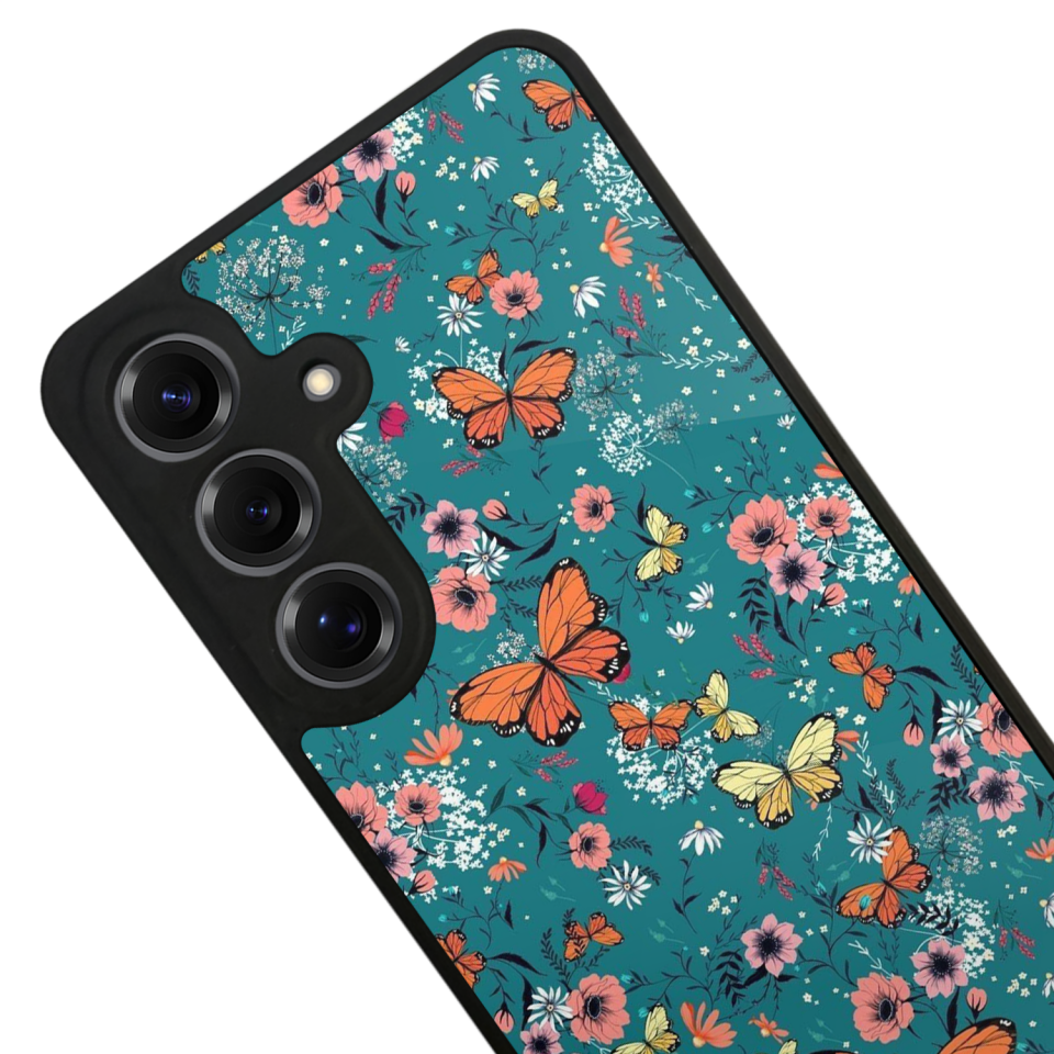 Samsung Galaxy S25 Uyumlu Kelebek Tasarımlı Glossy Premium Kılıf