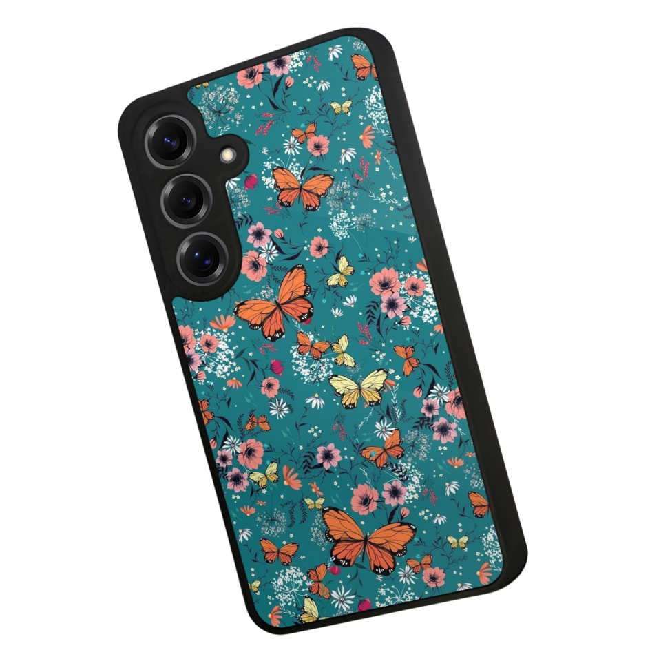 Samsung Galaxy S25 Uyumlu Kelebek Tasarımlı Glossy Premium Kılıf
