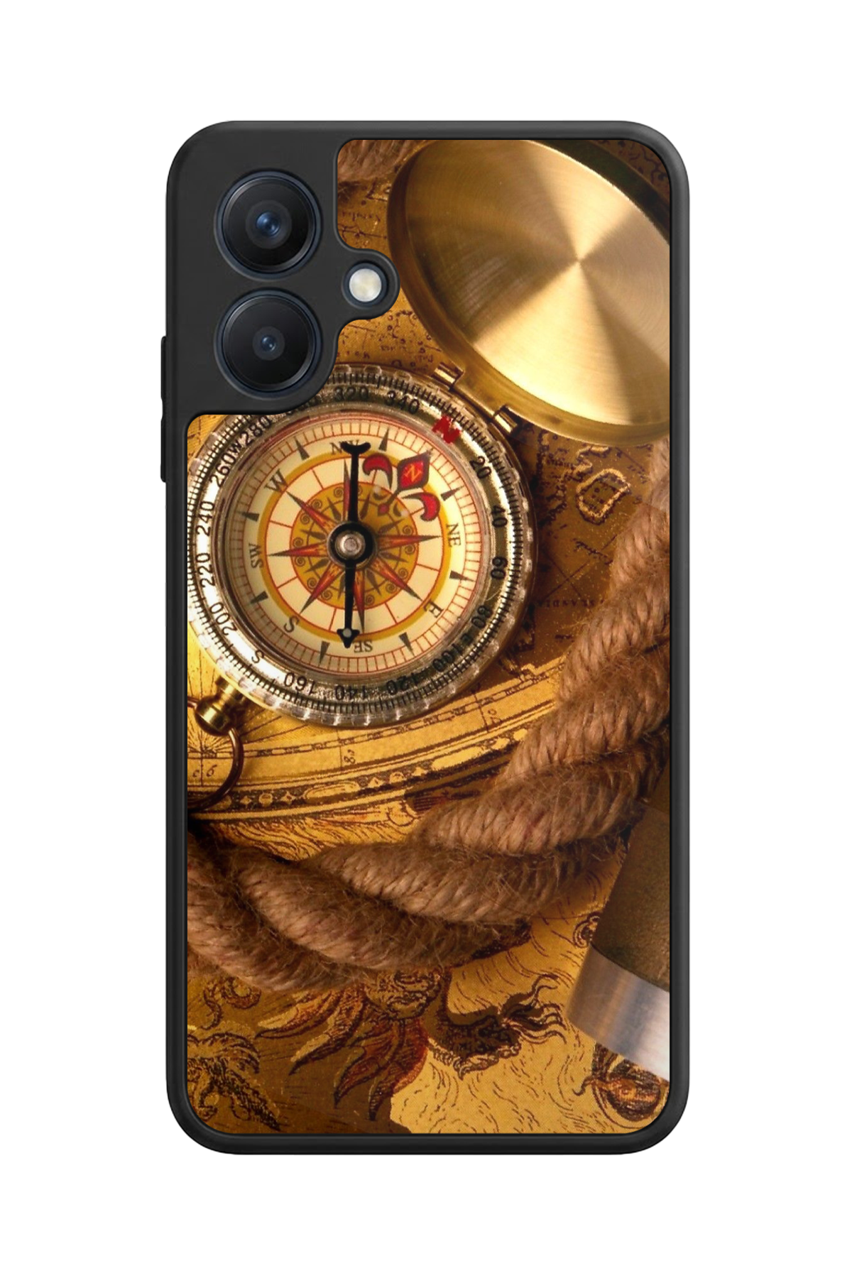 Samsung Galaxy A07 Uyumlu Pusula Tasarımlı Glossy Premium Kılıf