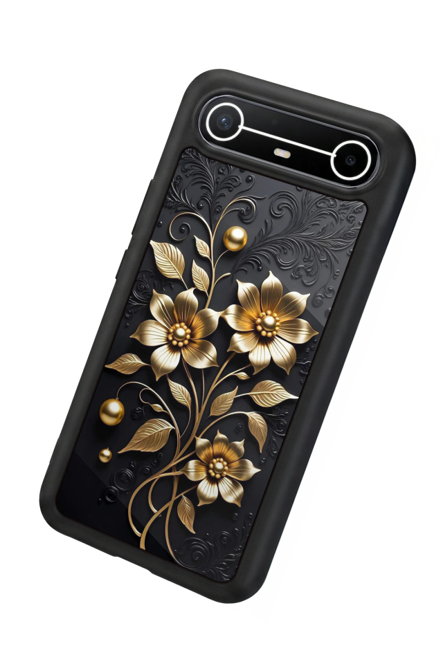 Tecno Spark Slim 5G Uyumlu Yaldizli Cicek Tasarımlı Glossy Premium Kılıf