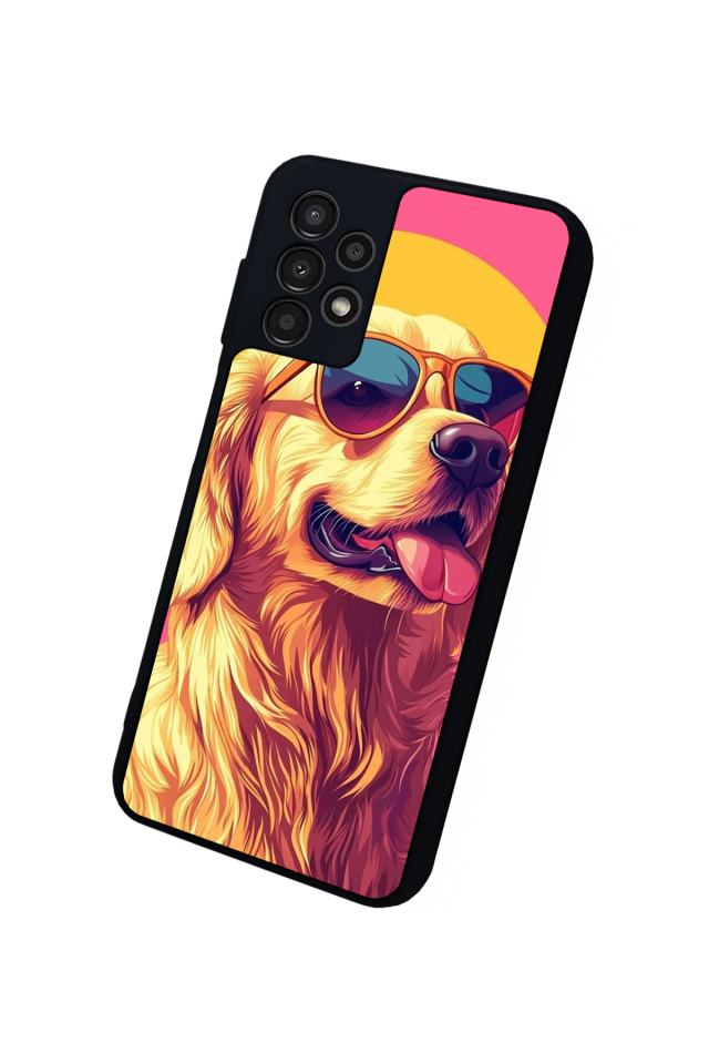 Samsung Galaxy A23 Uyumlu Golden Kopek Tasarımlı Glossy Premium Kılıf