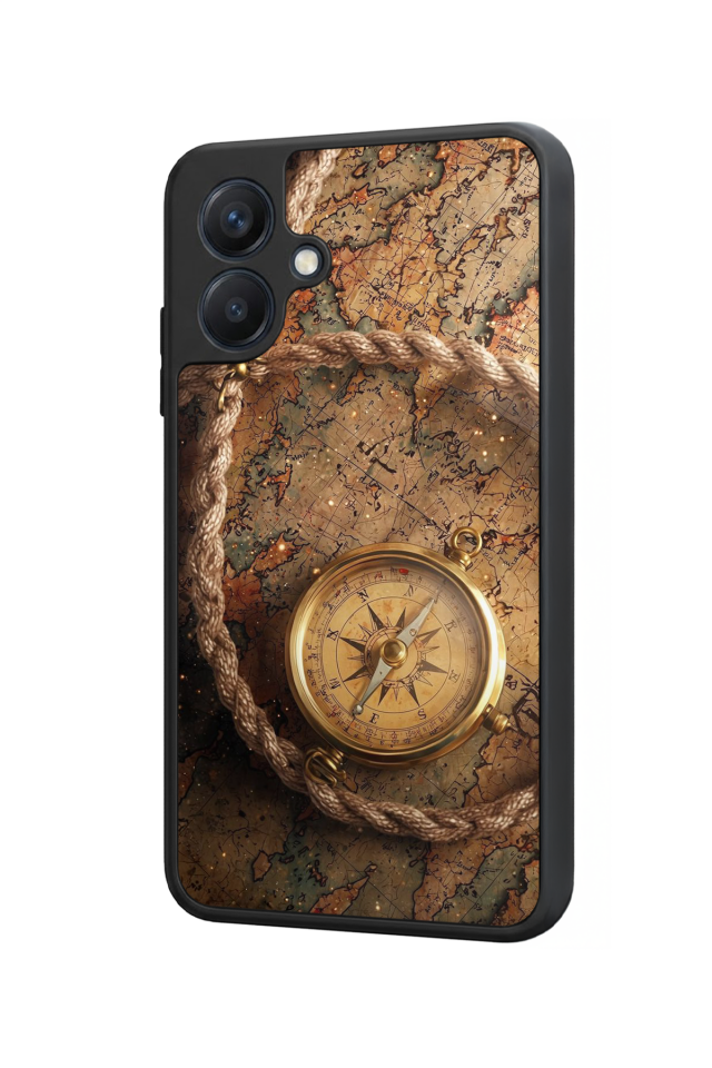 Samsung Galaxy A07 Uyumlu Pusula Tasarımlı Glossy Premium Kılıf