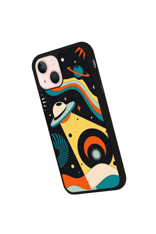 iPhone 13 Mini Uyumlu Uzay Tasarımlı Glossy Premium Kılıf
