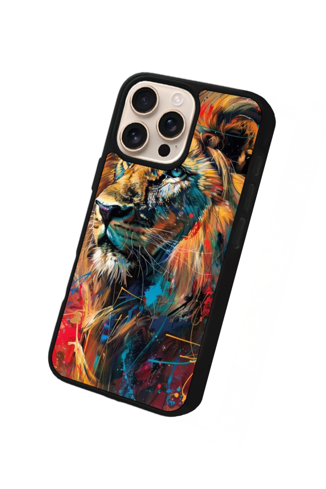 iPhone 14 Pro Max Uyumlu Aslan Tasarımlı Glossy Premium Kılıf