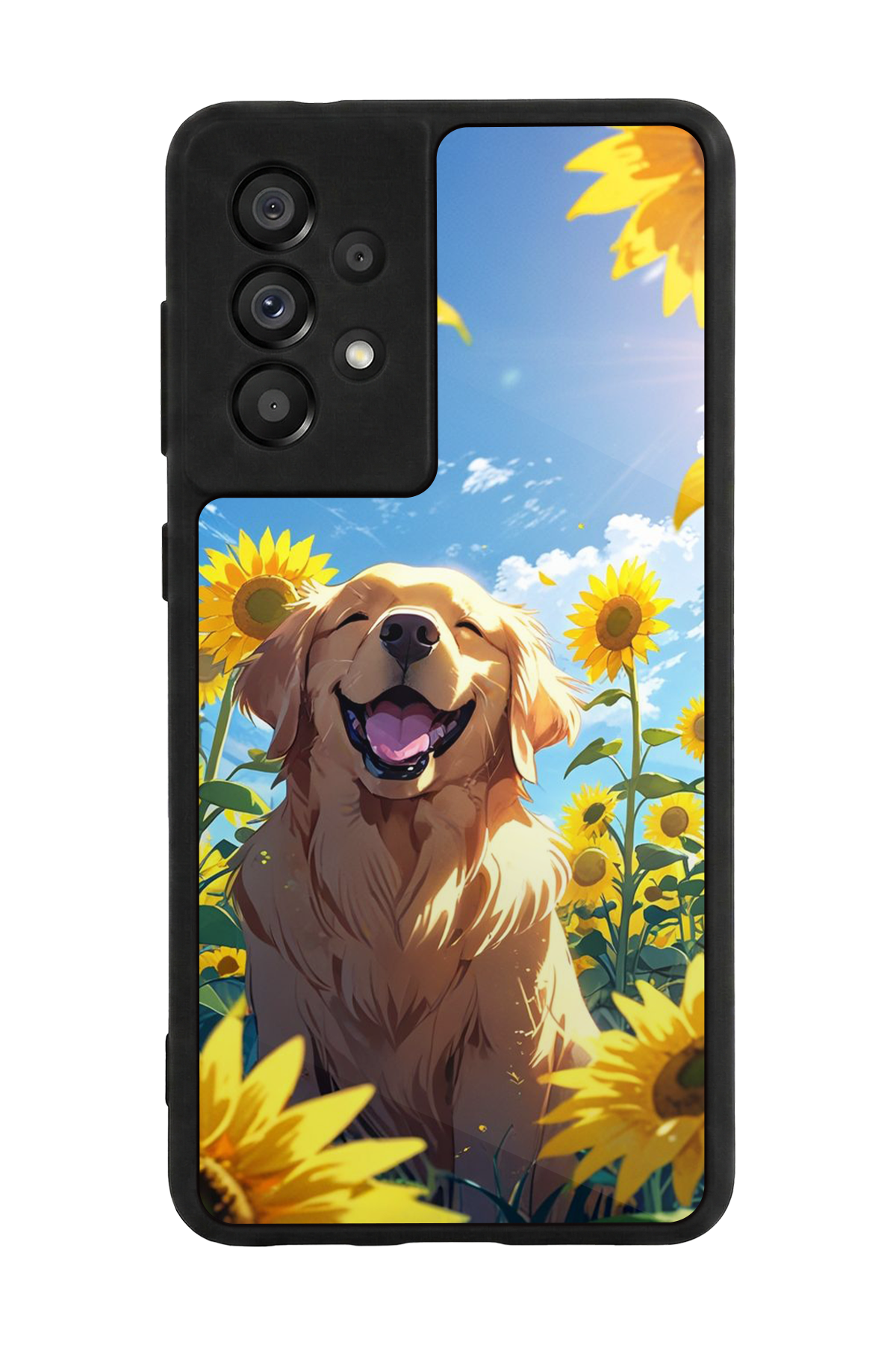 Samsung Galaxy A73 Uyumlu Golden Kopek Tasarımlı Glossy Premium Kılıf
